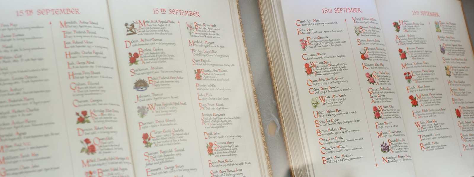 Book of remembrance in display case