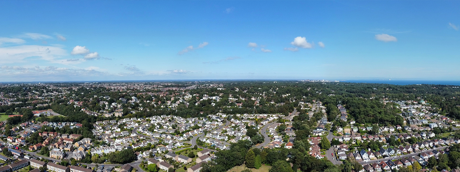 Aerial image looking over to the coast