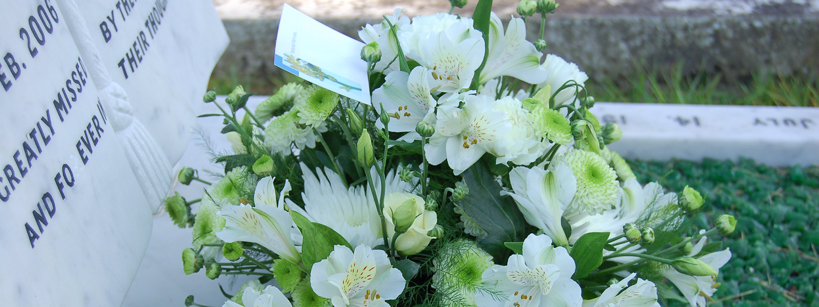 A floral tribute on a grave