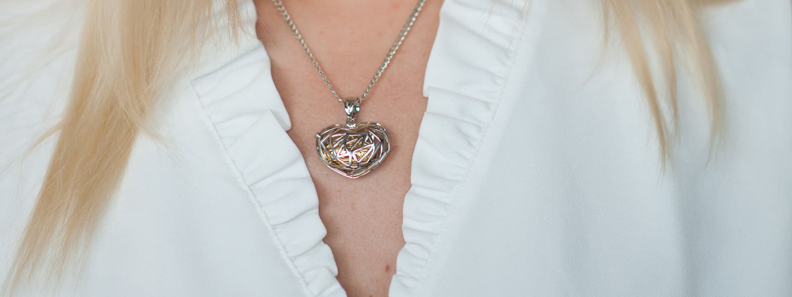 A necklace holding cremated remains