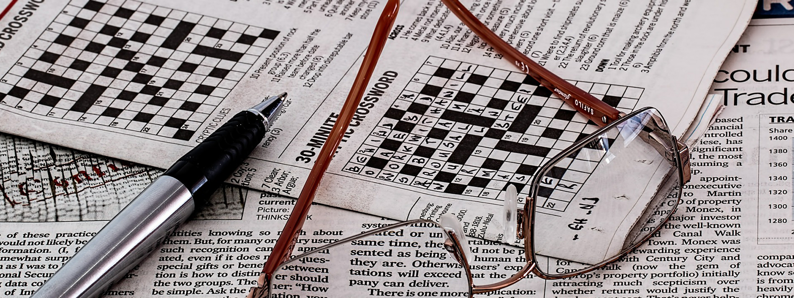 newspaper and glasses