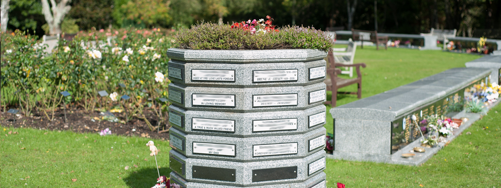 Octagonal planter in Bournemouth North Cemetery
