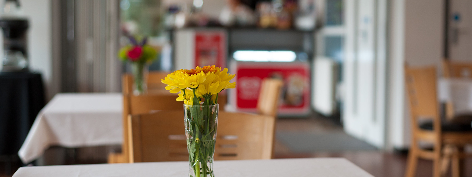 A table in the Woodpecker Café