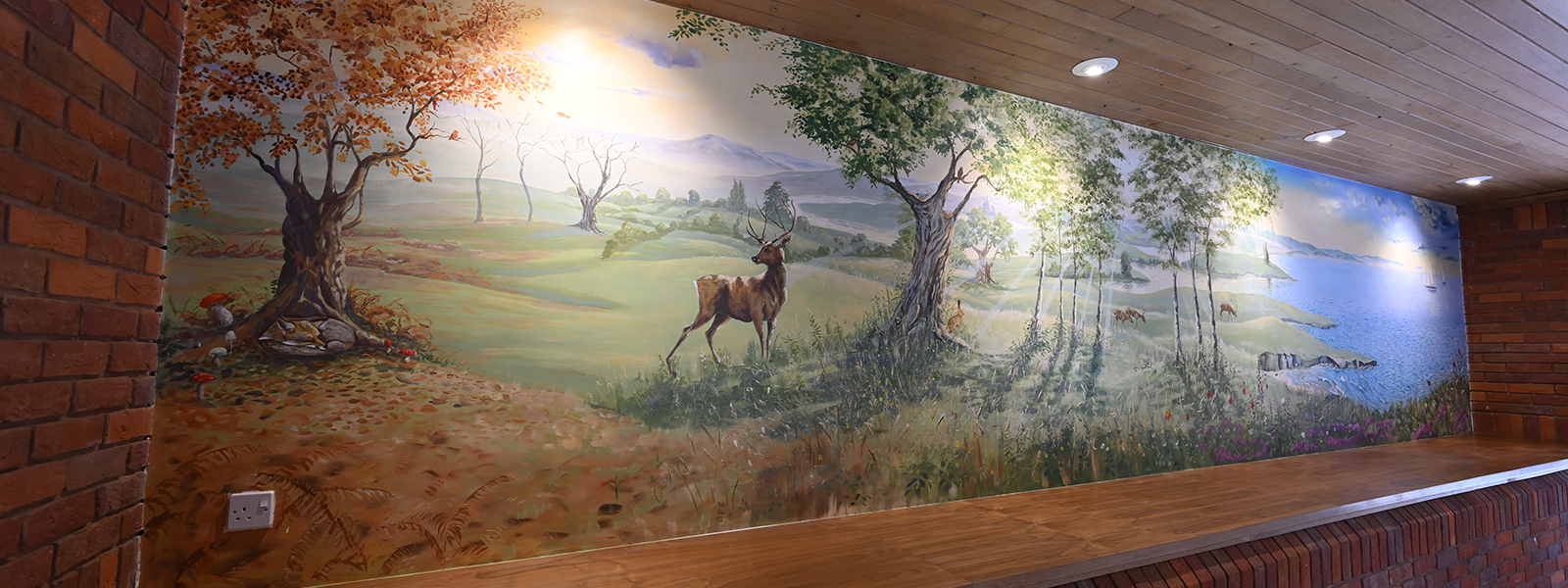 Painted stag mural at the Halo Ceremony Hall