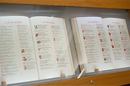 Books of remembrance in display case